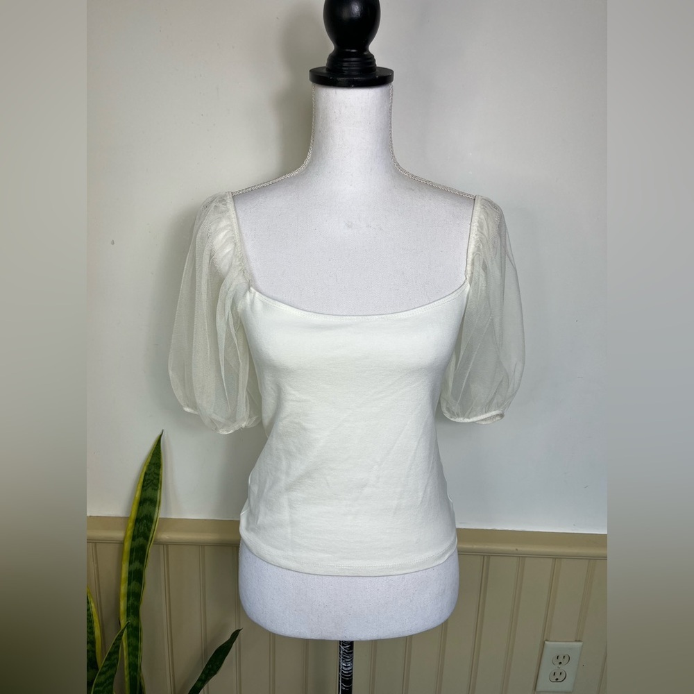NWT Free People Puff Sleeve Ivory Top Intimately S Romantic Balletcore